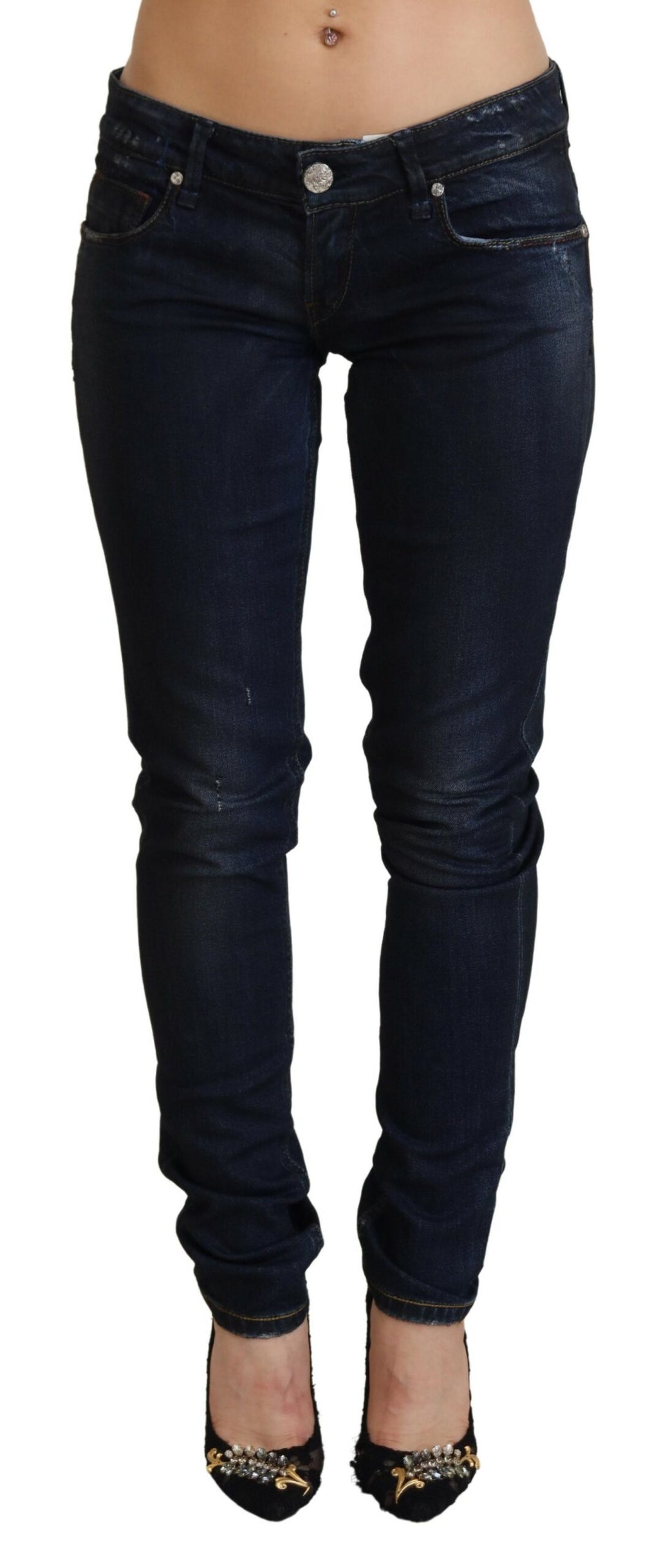 Blue Low Waist Slim Fit Women Denim Jeans