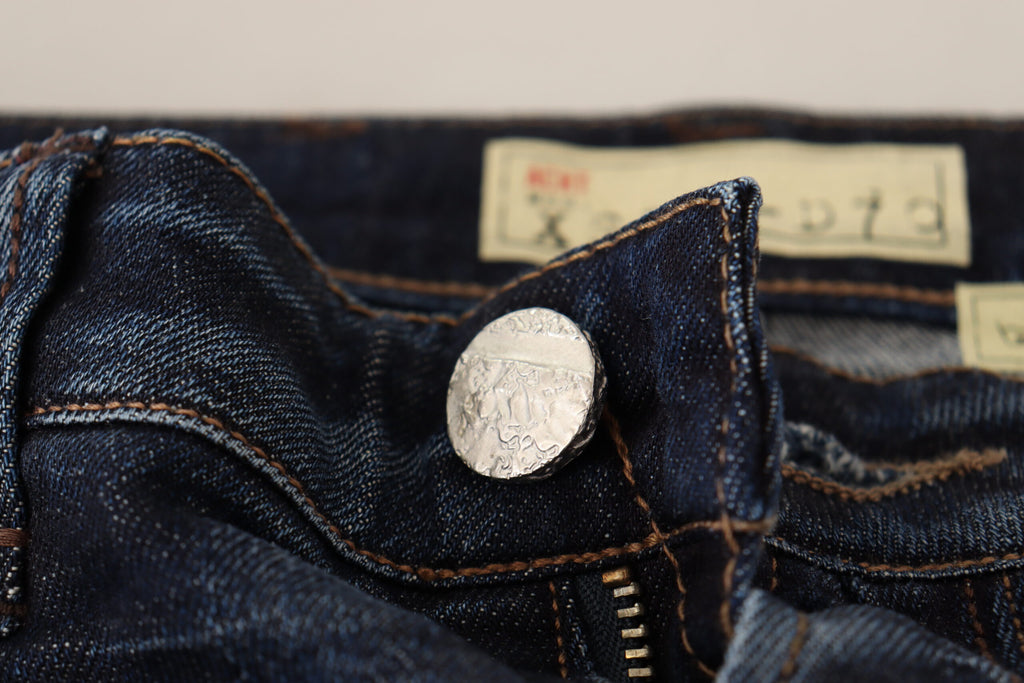 Blue Washed Cotton Low Waist Skinny Denim Jeans