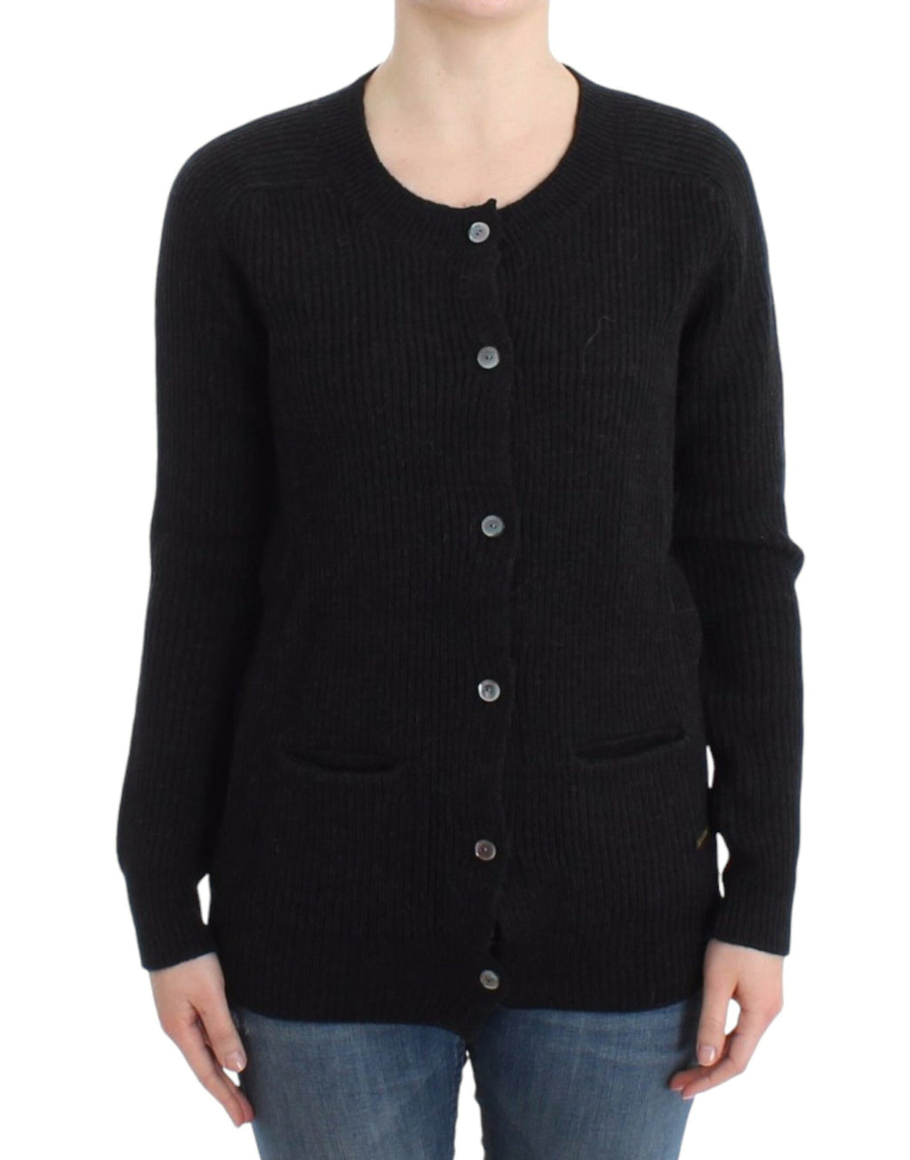 Black wool cardigan