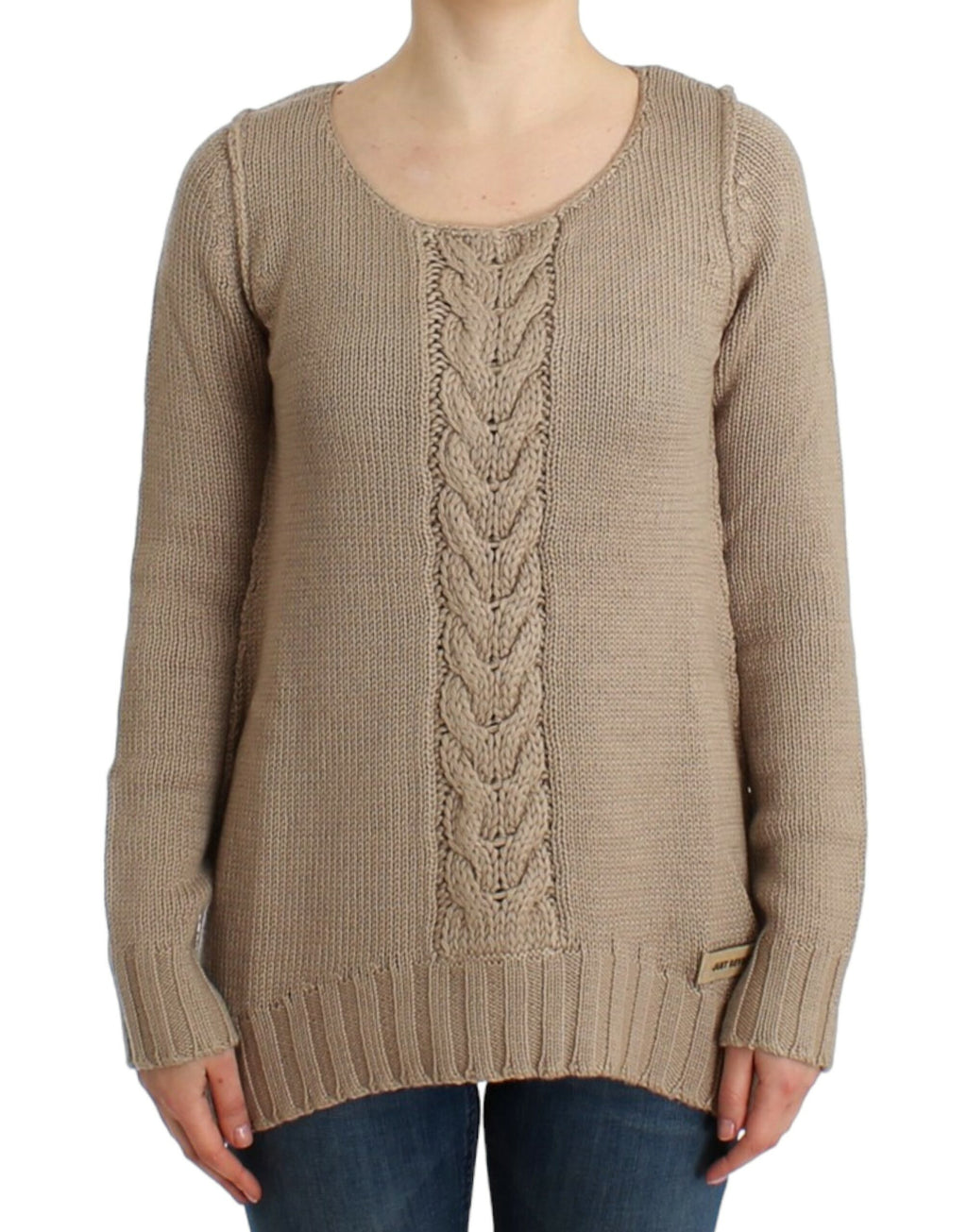 Beige knitted wool sweater
