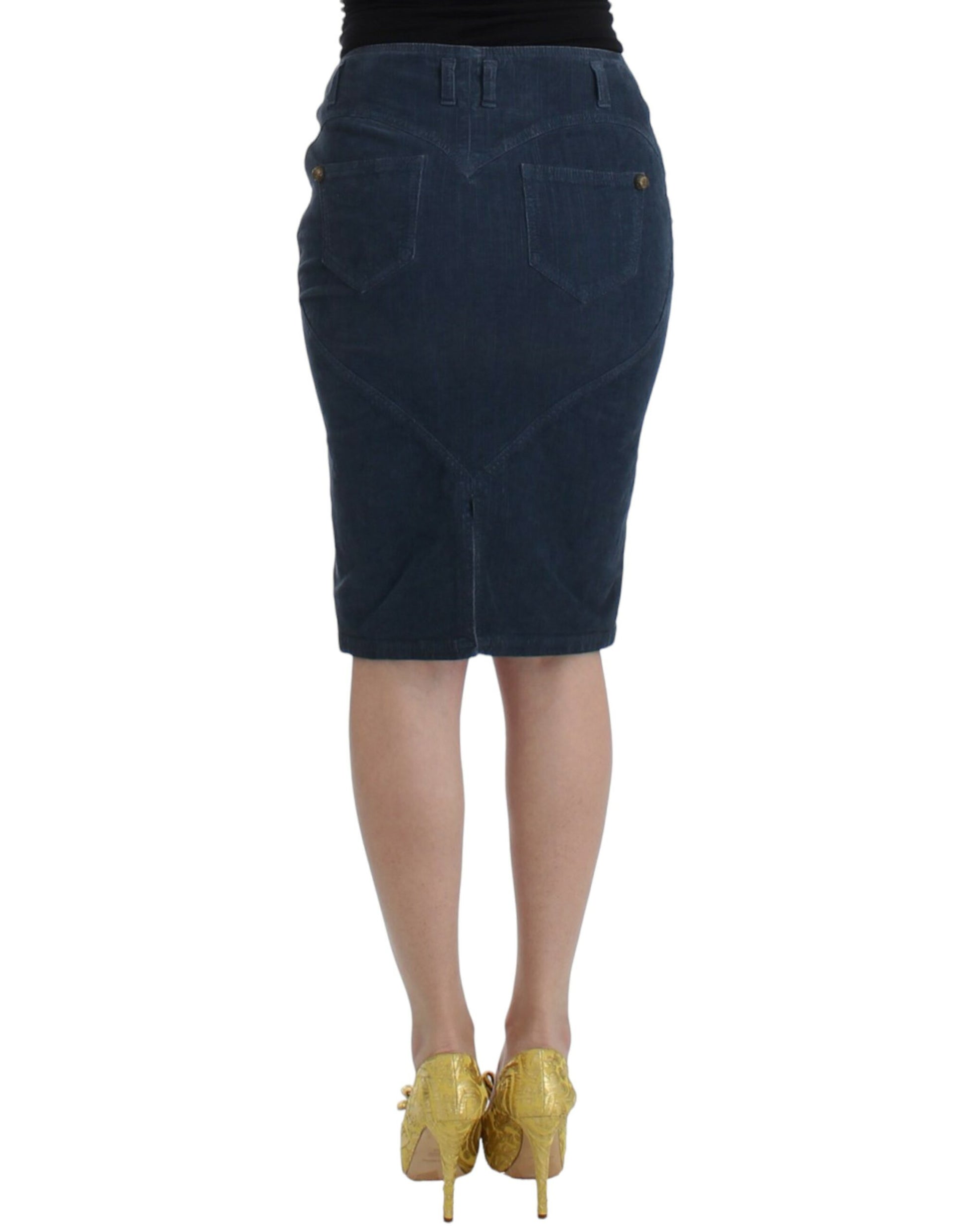 Blue corduroy pencil skirt