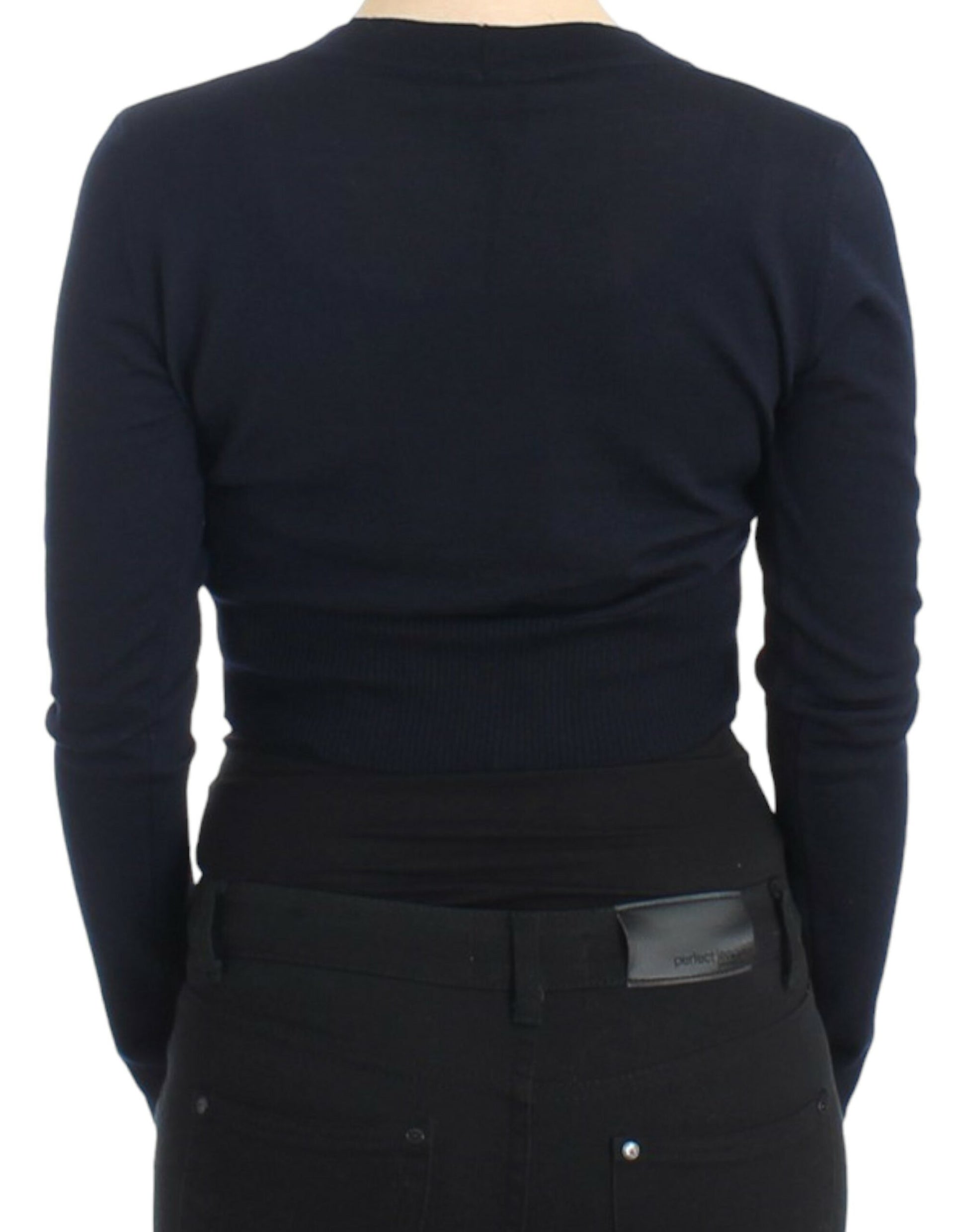 Blue cropped wool cardigan