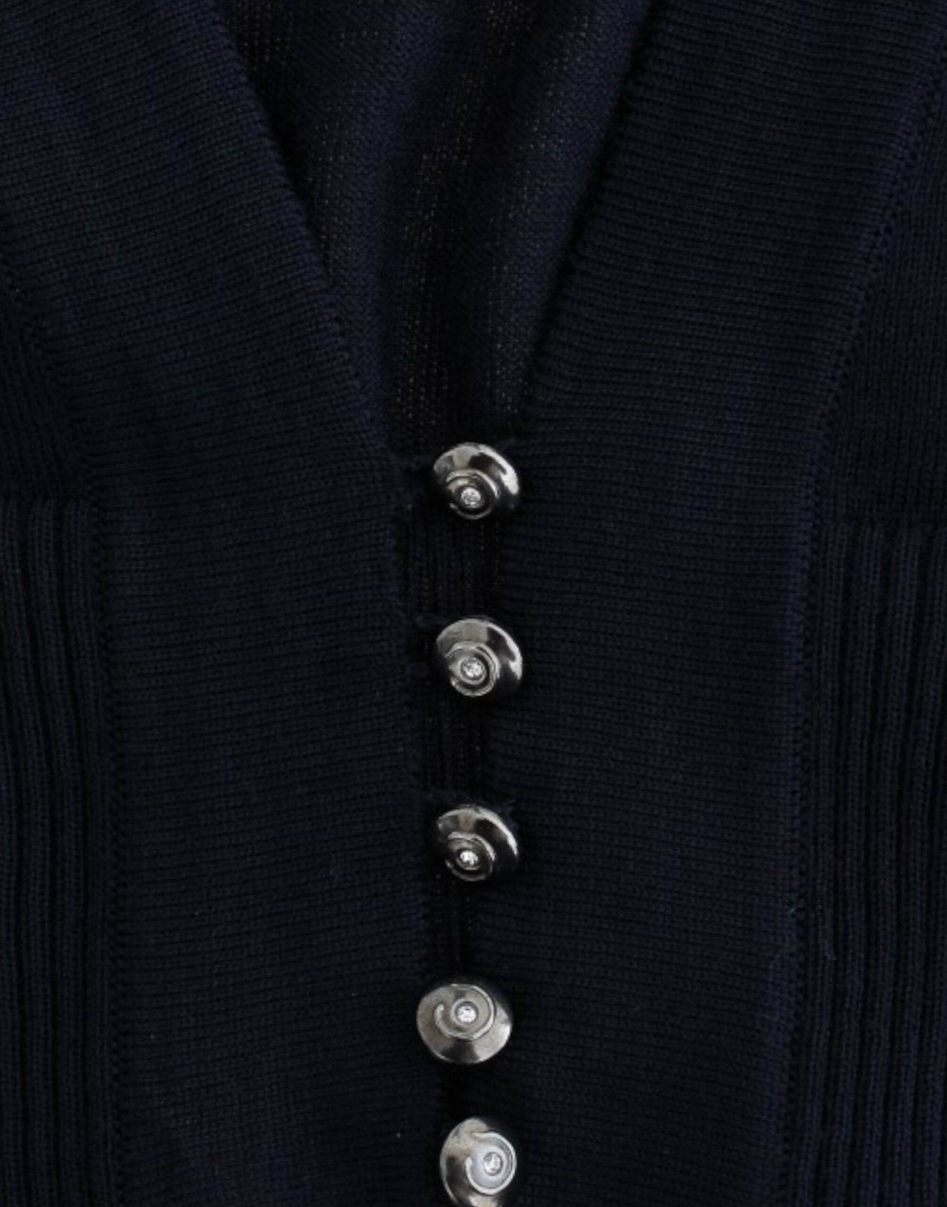 Blue cropped wool cardigan