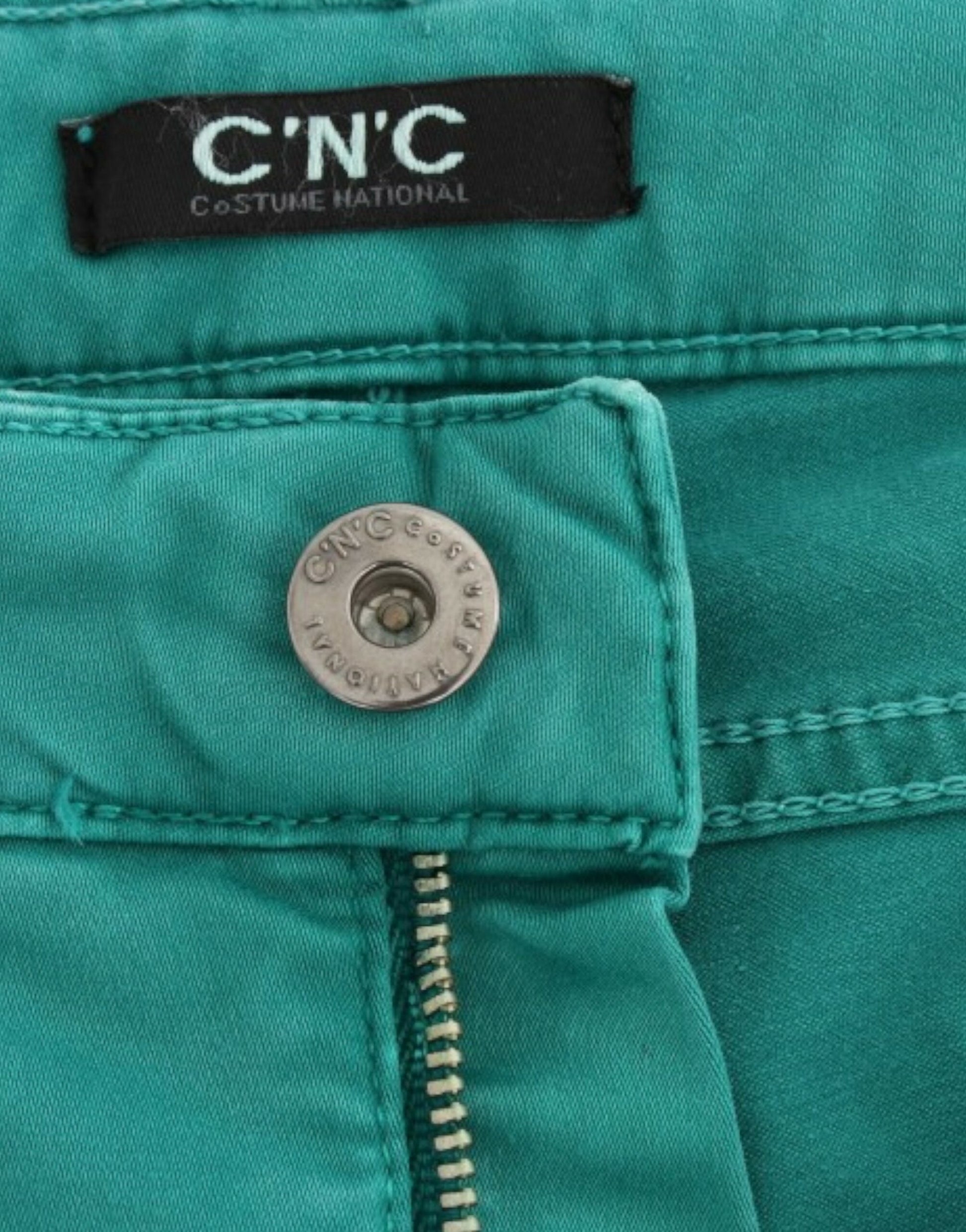 Green straight leg jeans