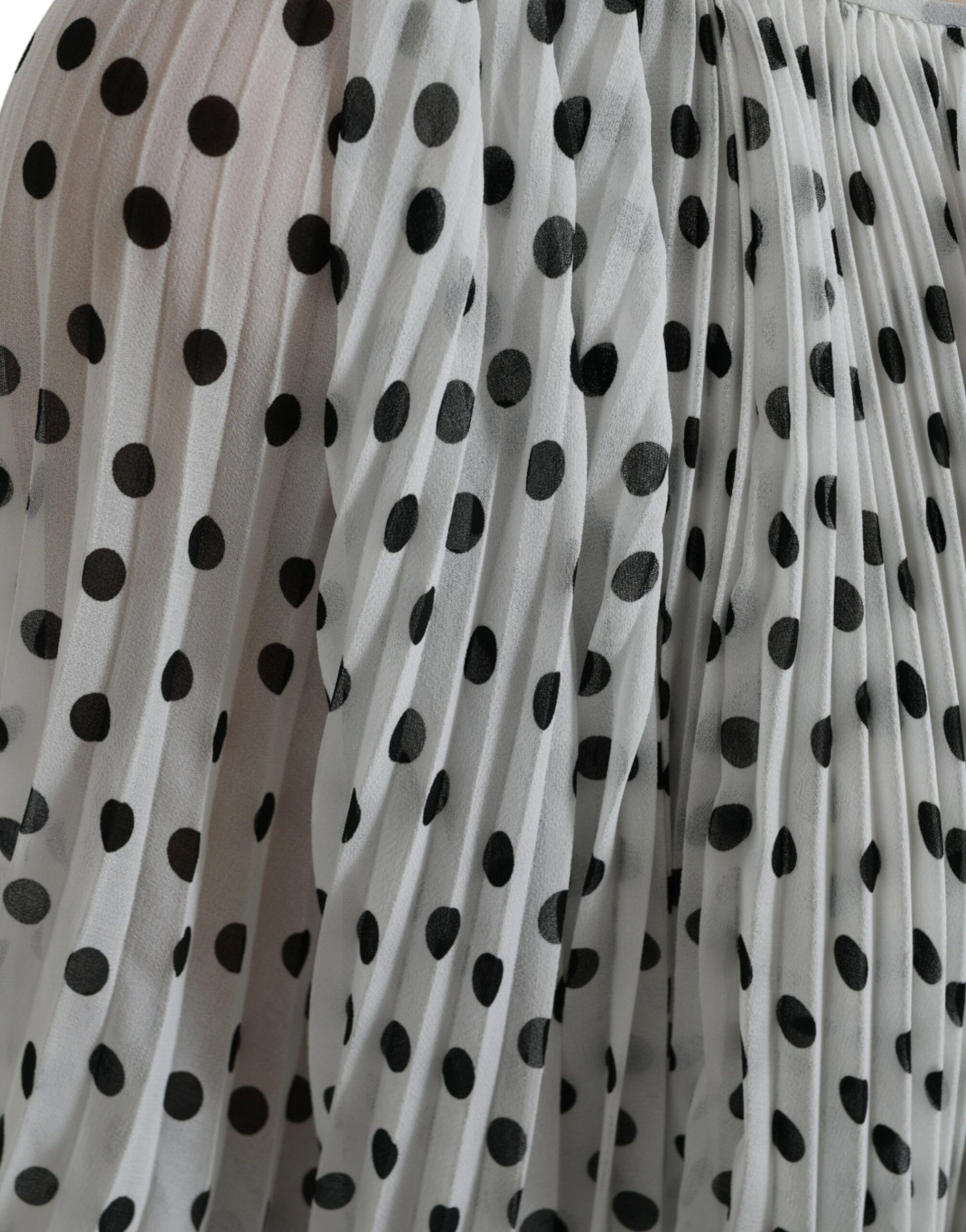 White Polka Dot A-line Pleated Maxi Dress