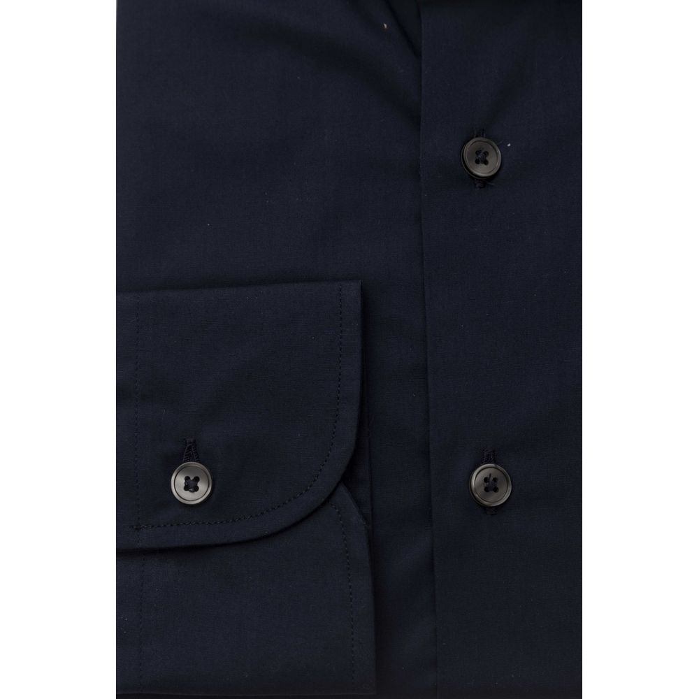Blue Cotton Men Shirt Slim Fit With French Collar