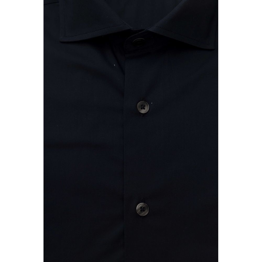 Blue Cotton Men Shirt Slim Fit With French Collar