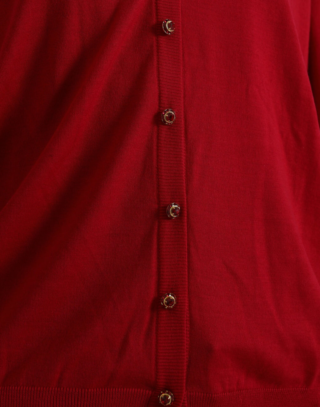 Red Wool V-neck Buttoned Cardigan Sweater