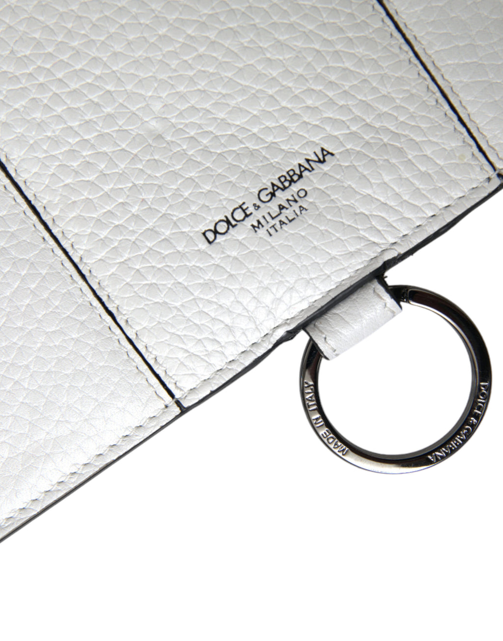 White Calfskin Leather Large Crossbody Card Holder Wallet