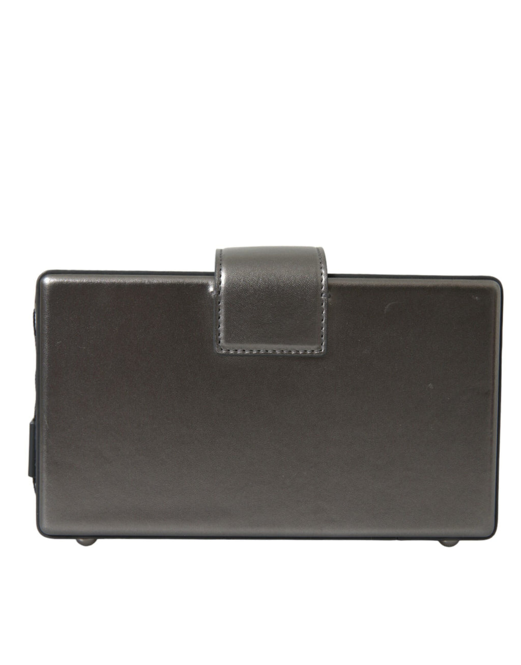 Metallic Gray Calfskin Leather DG BOX Shoulder Bag