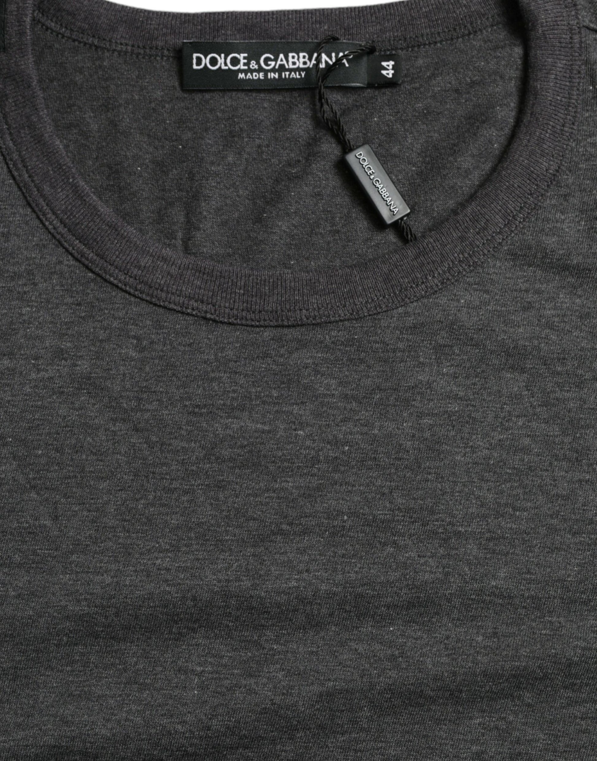 Dark Gray Cotton Crew Neck T-shirt