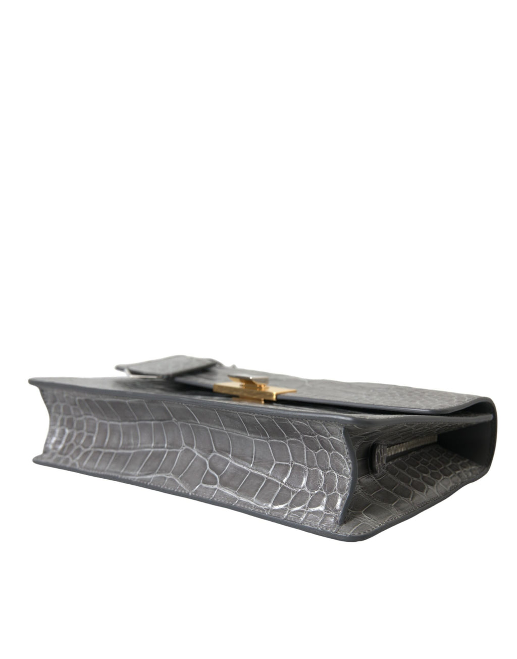 Gray Exotic Leather Medium Shoulder Hand Purse Bag