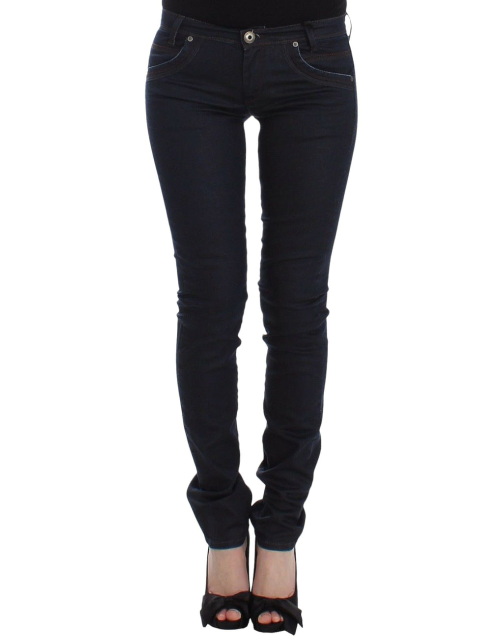 Blue Slim Jeans Denim Pants Skinny Leg Stretch