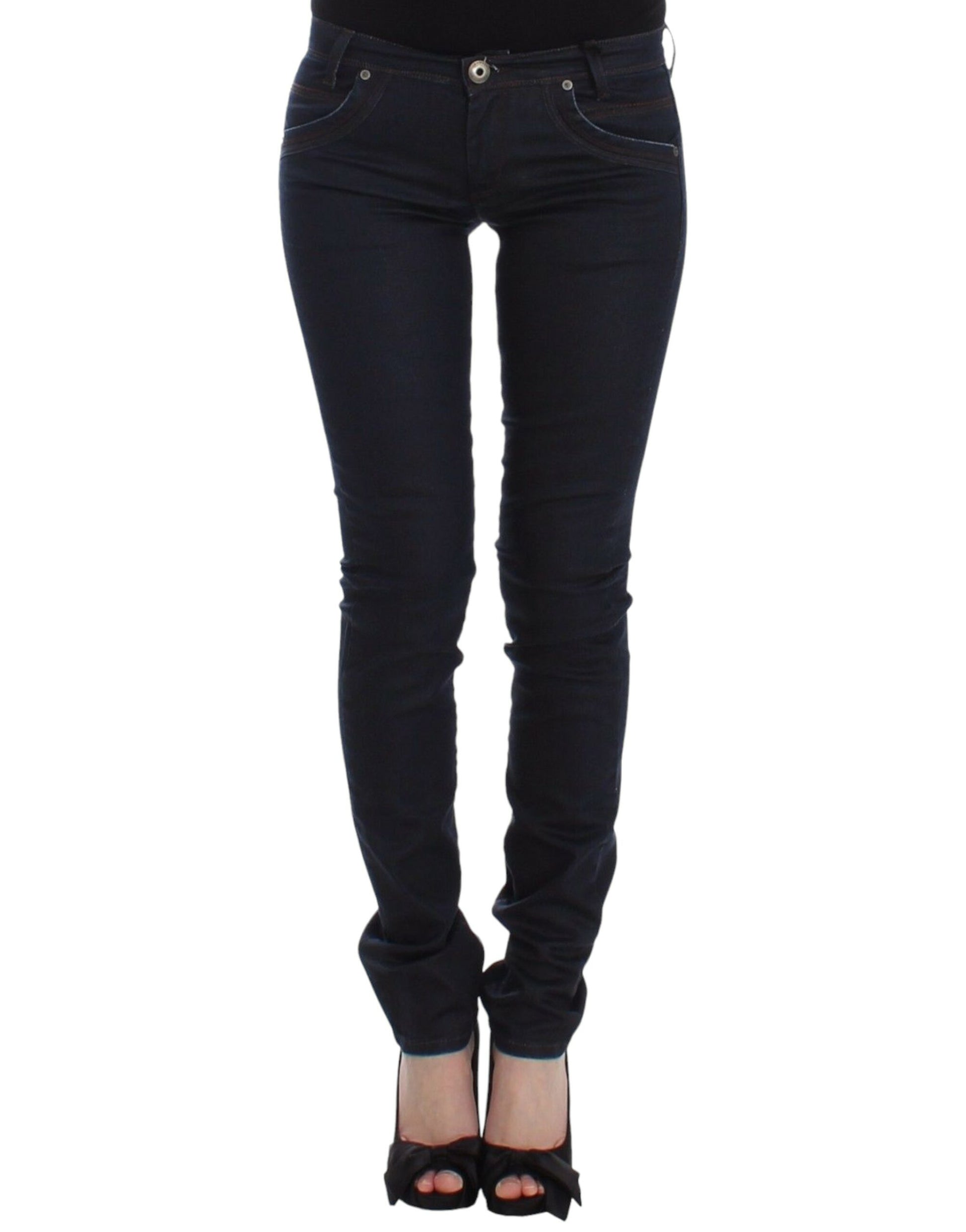 Blue Slim Jeans Denim Pants Skinny Leg Stretch