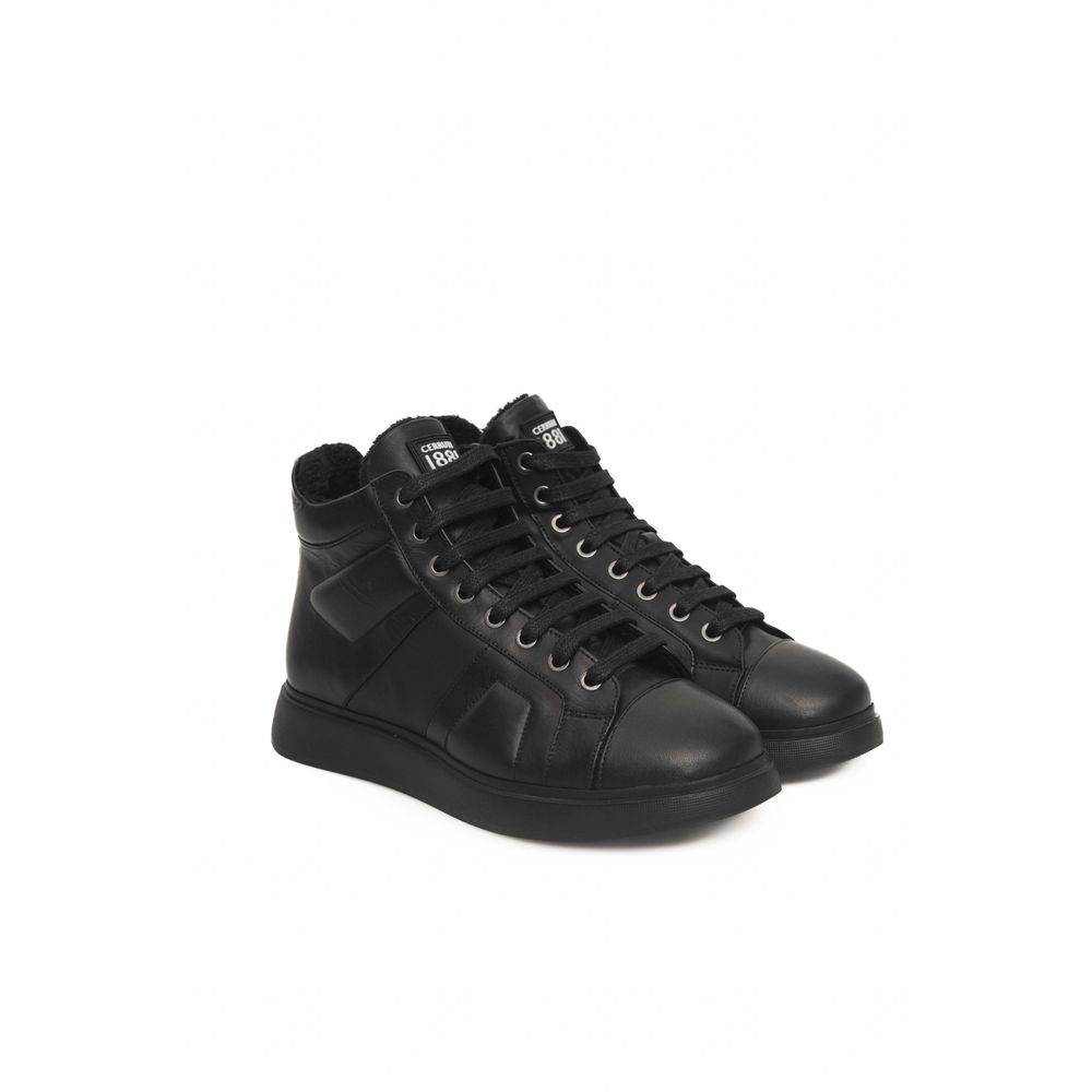 Black Cowhide Women Sneaker