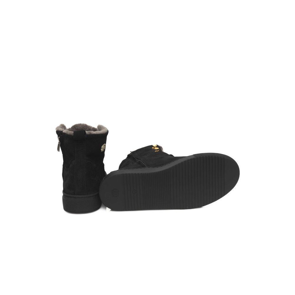 Black Cowhide Women Sneaker