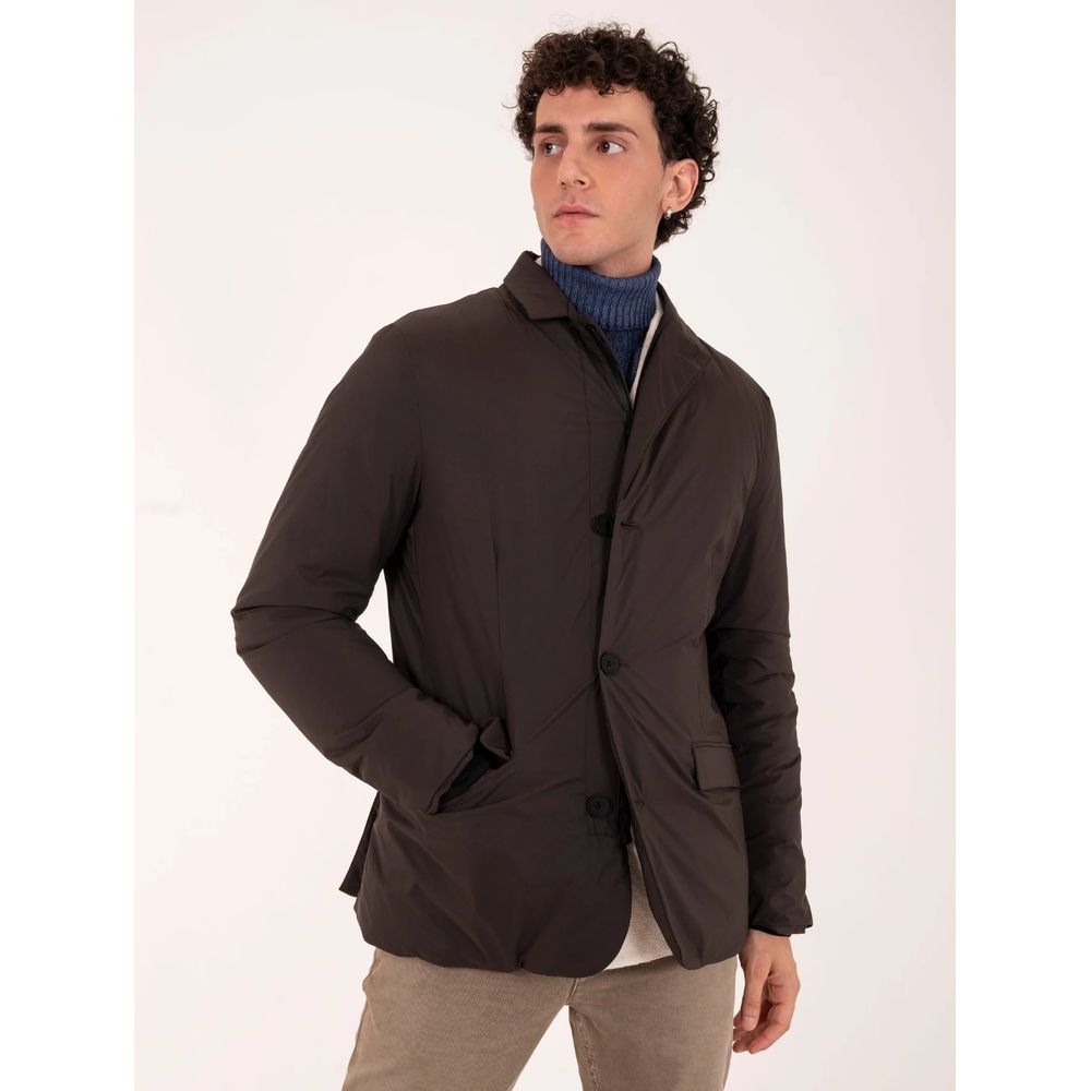 Brown Polyester Men Jacket