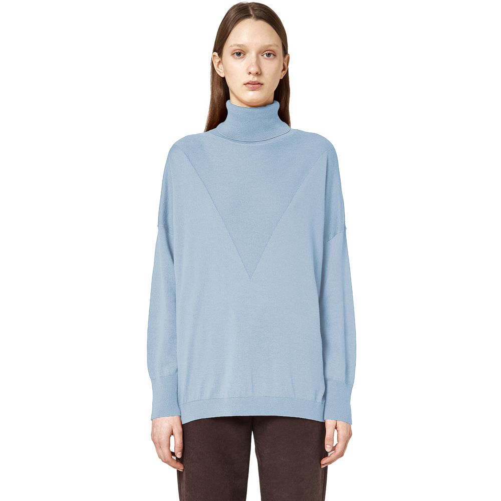 Light Blue Silk Women Sweater