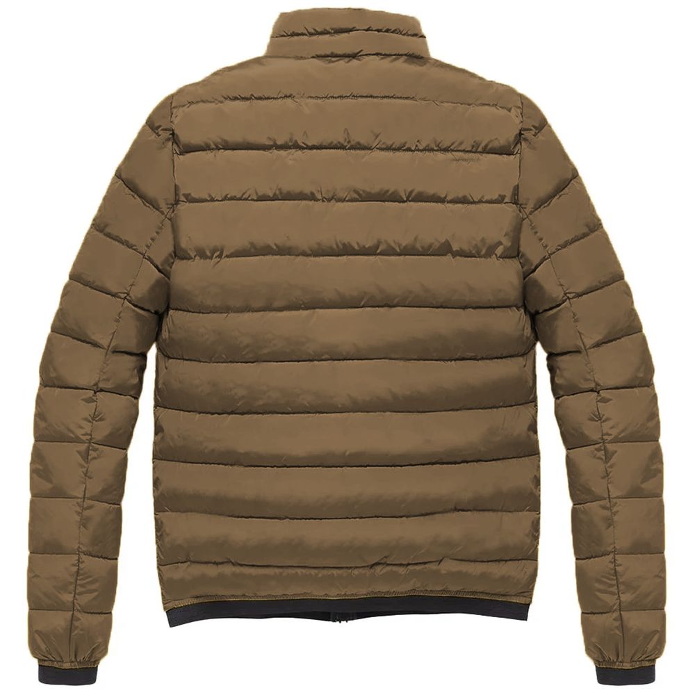 Brown Nylon Men Jacket