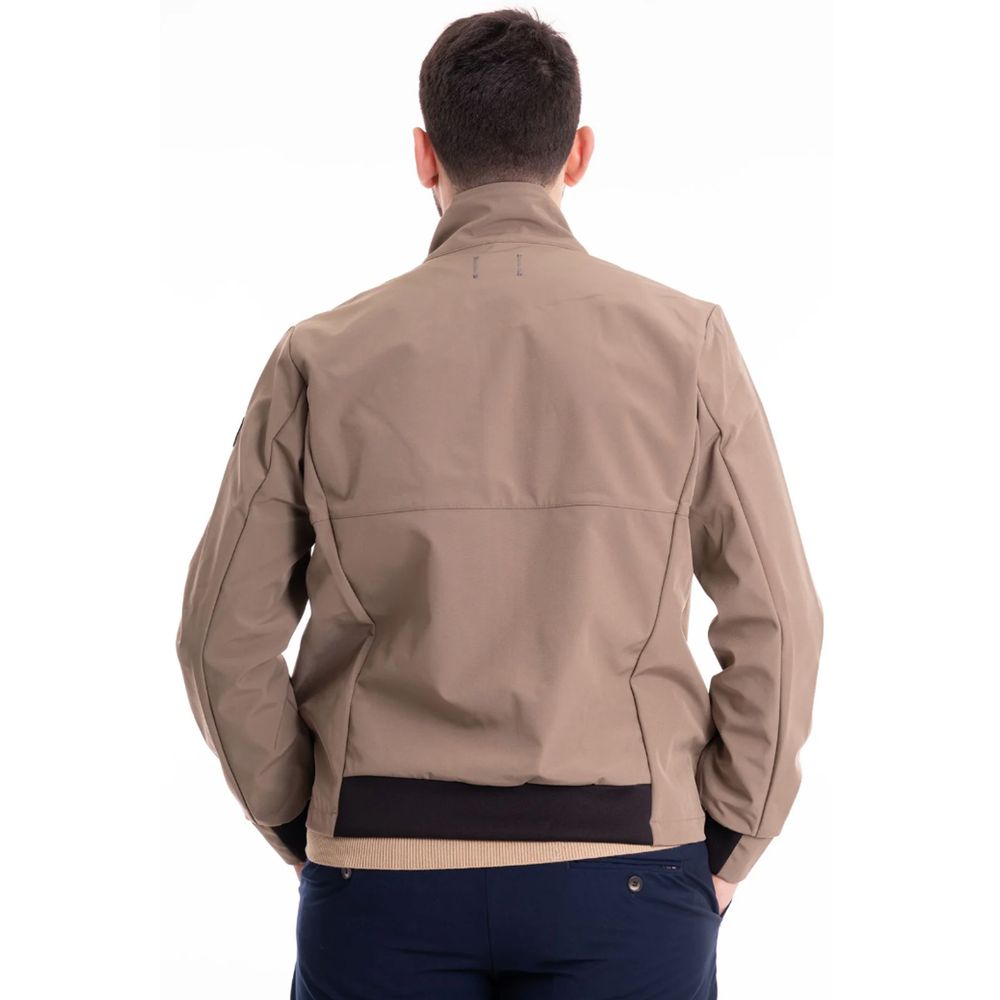 Beige Nylon Men's Bomber Jacket