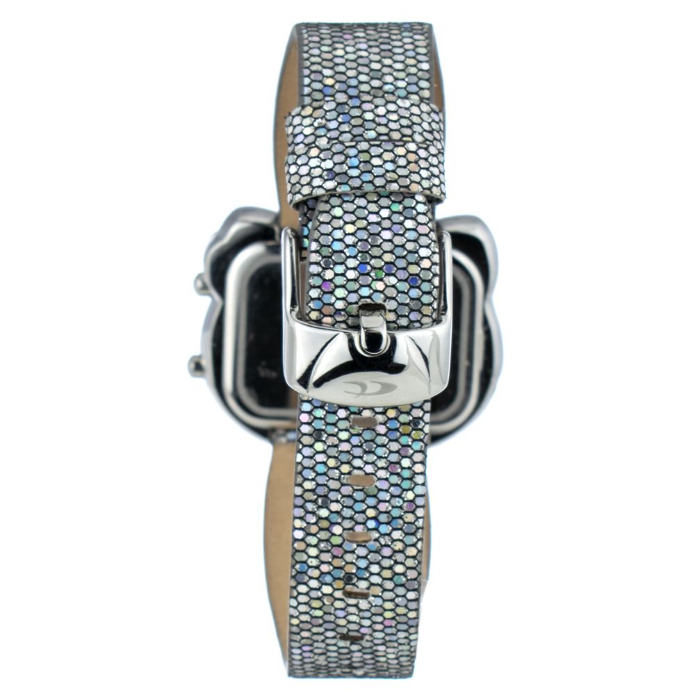 Silver Leather Digital Watch