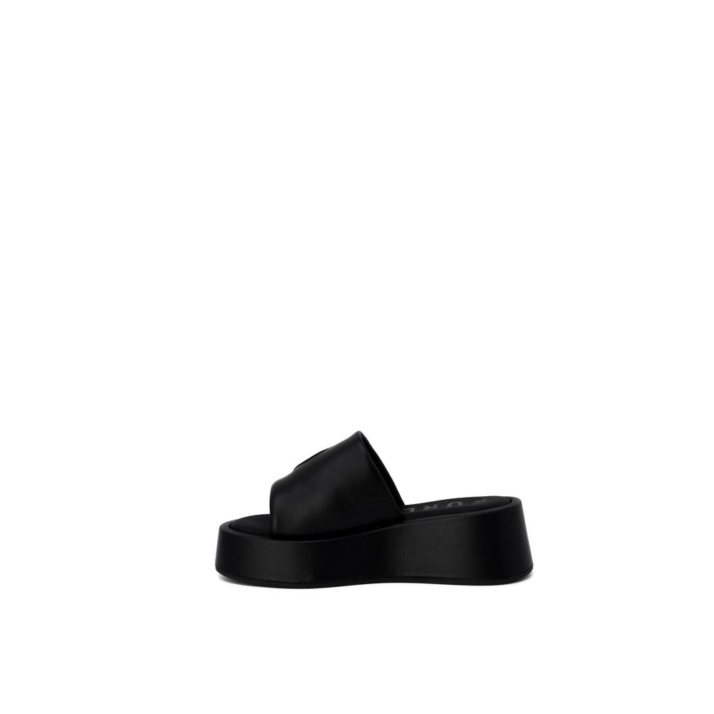 Black Leather Slippers