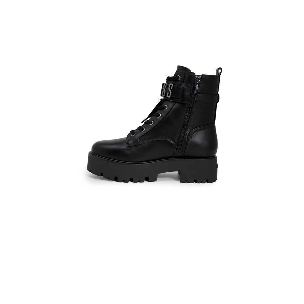 Black Polyethylene Lace-Up Boots