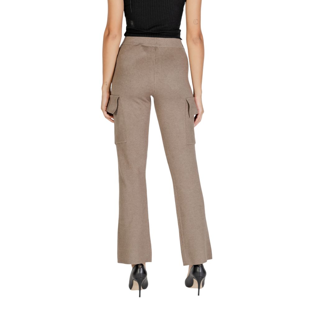 Beige Viscose Cargo Pants