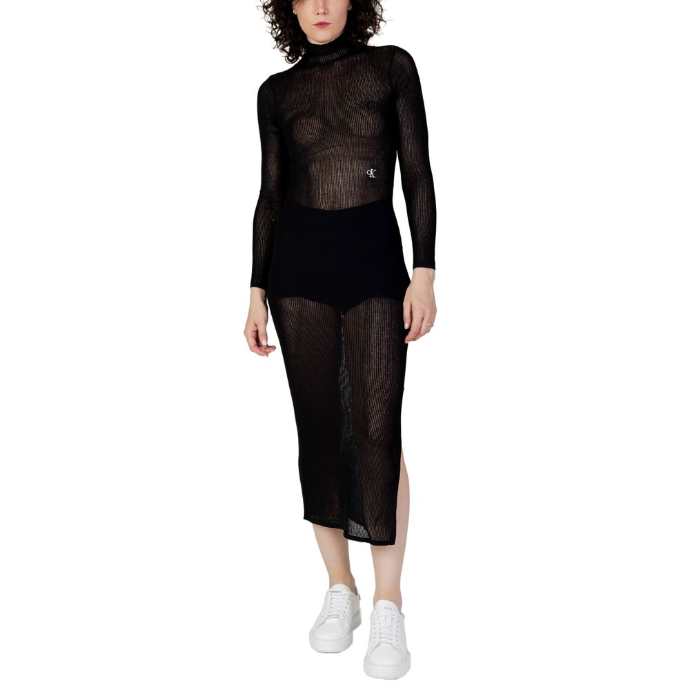 Black Marabou Long Dress