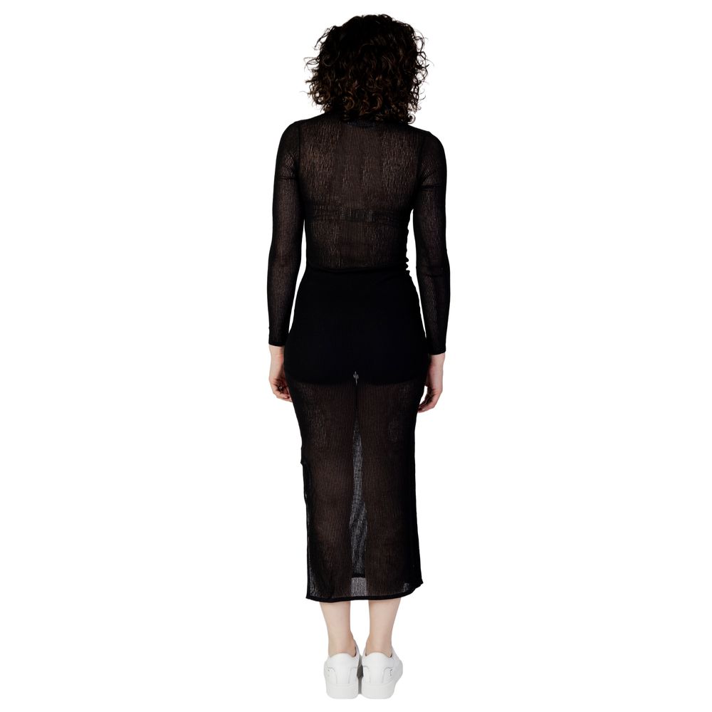 Black Marabou Long Dress