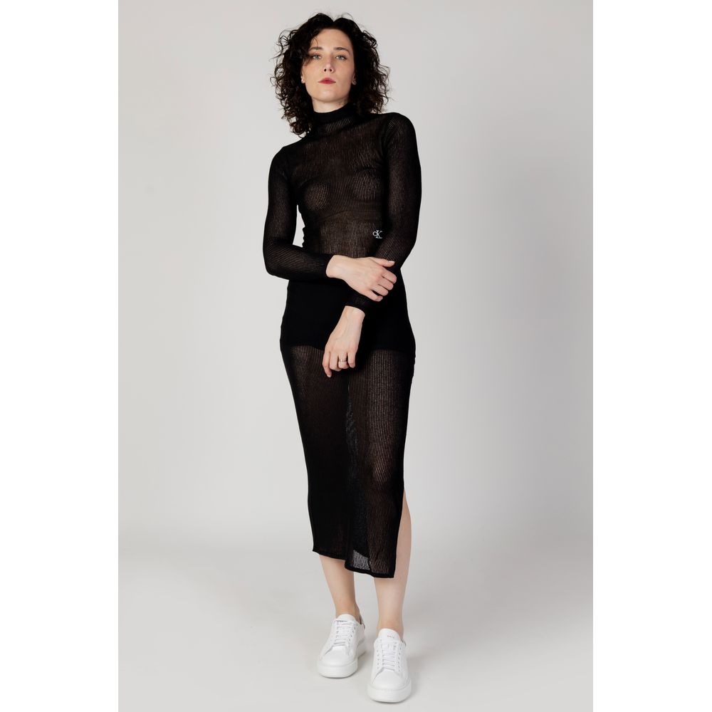 Black Marabou Long Dress