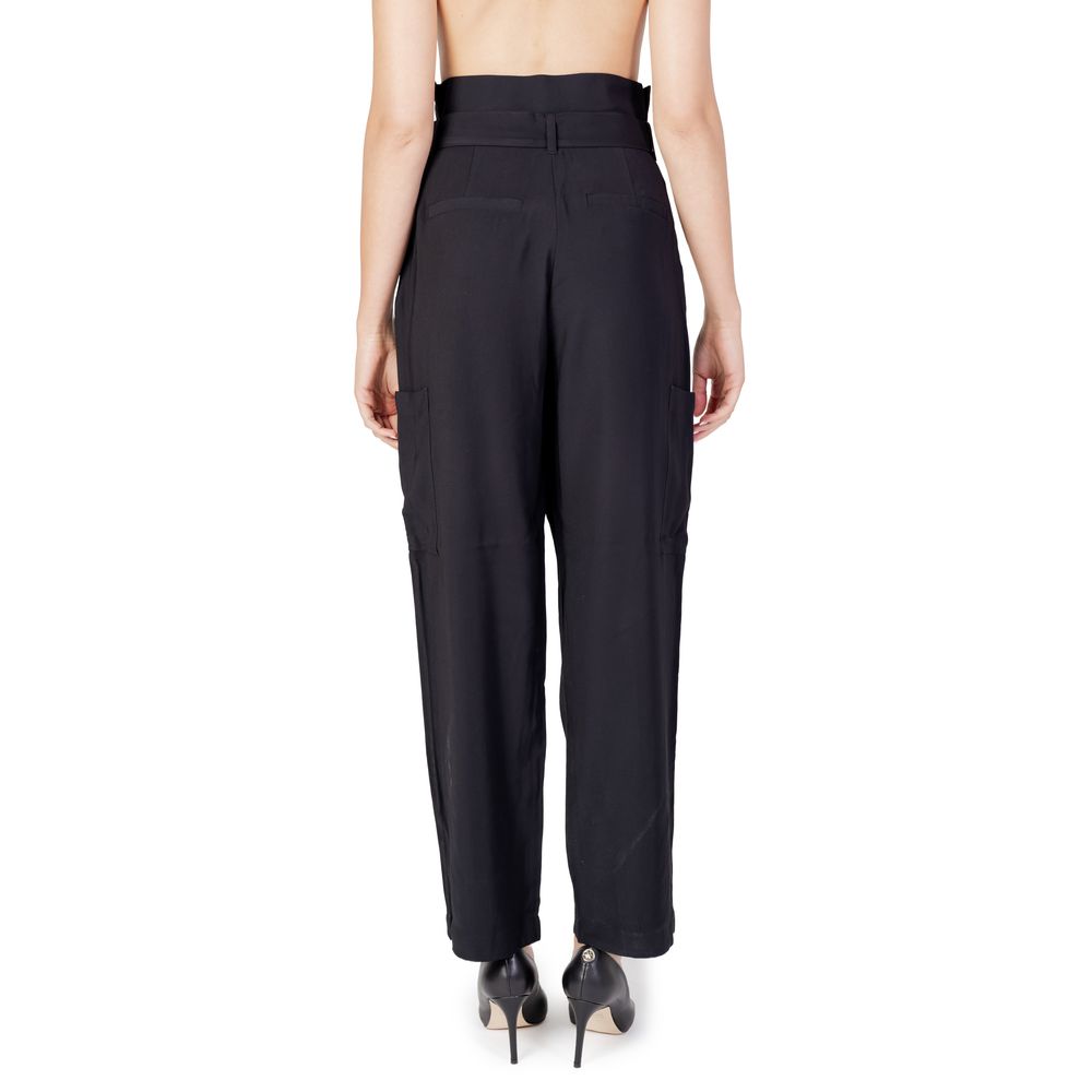 Black Viscose Casual Pants