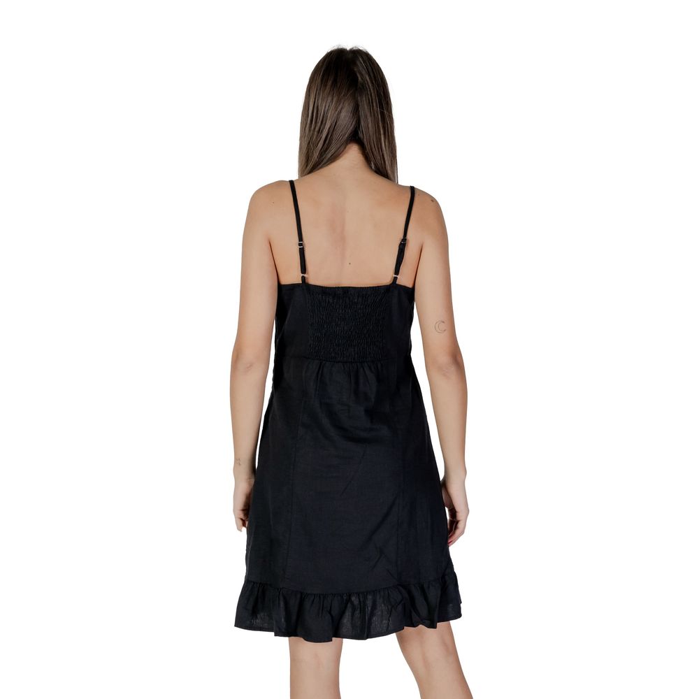 Black Linen Midi Dress