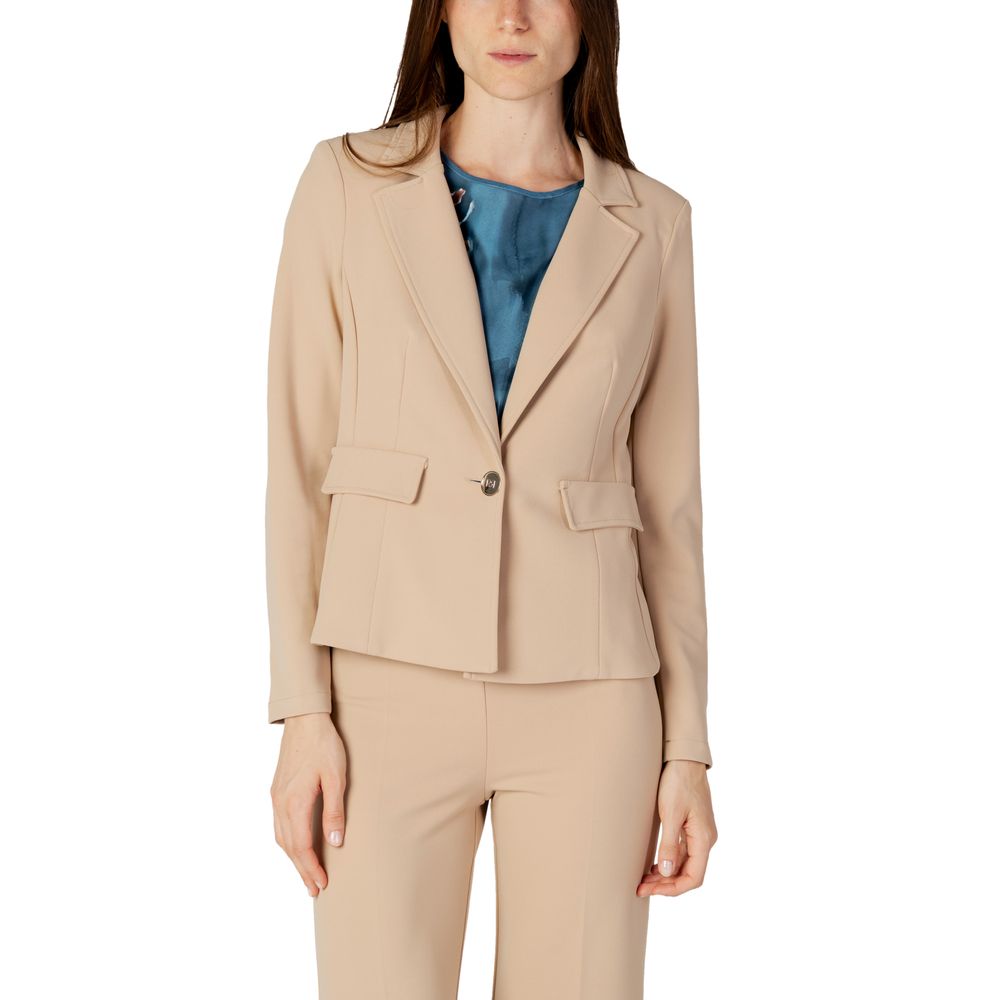 Beige Polyester Blazer