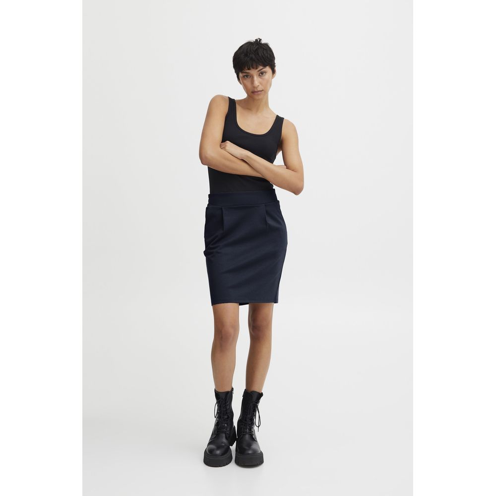 Blue Polyester Mini Skirt