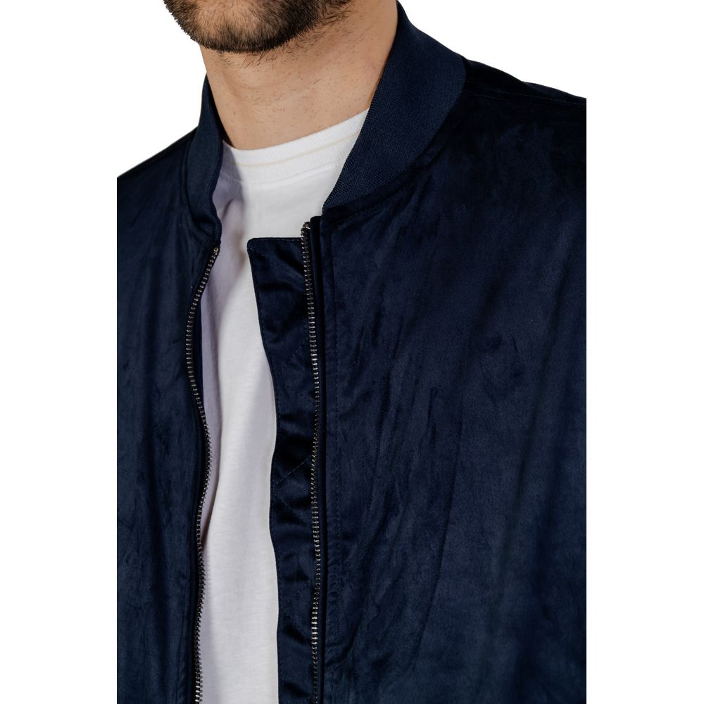 Blue Polyester Jackets & Coat