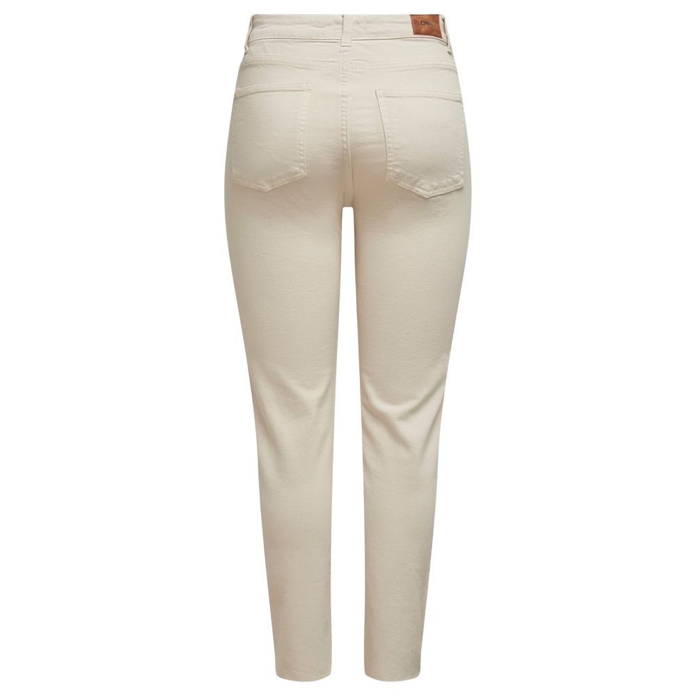 Beige Cotton Mom Jeans