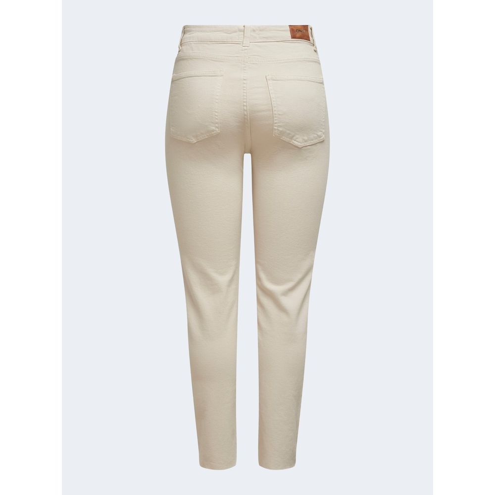 Beige Cotton Mom Jeans