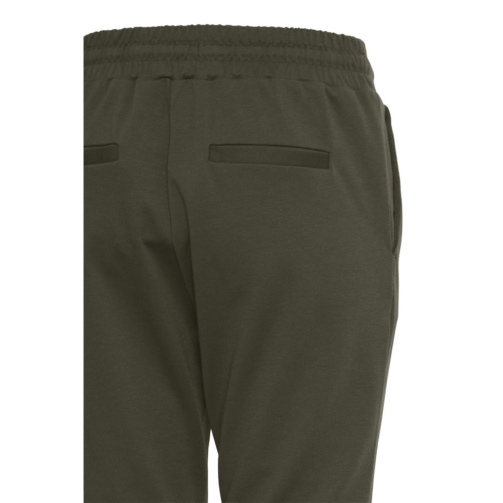 Green Polyester Casual Pants