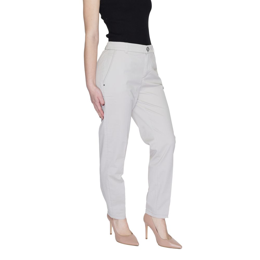 Beige Cotton Casual Pants