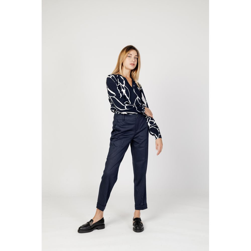 Blue Viscose Chino Pants