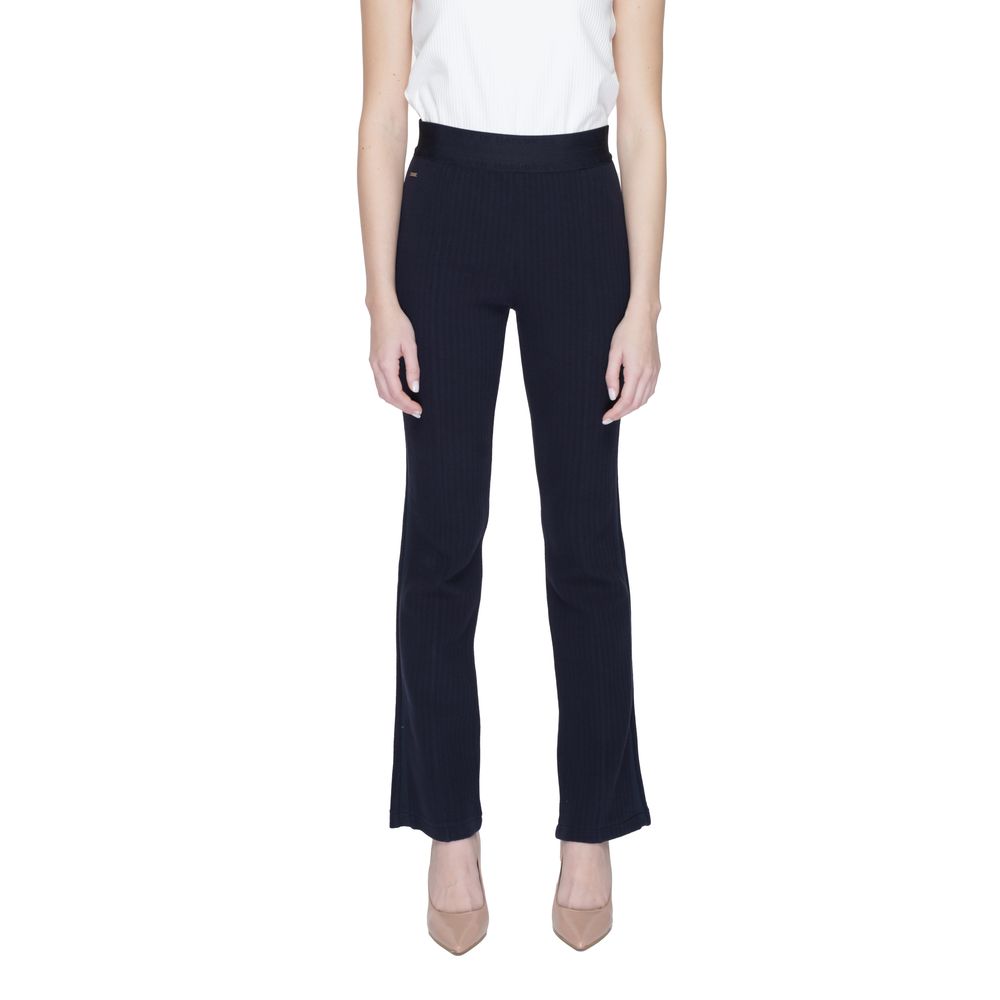 Blue Cotton Flared Pants