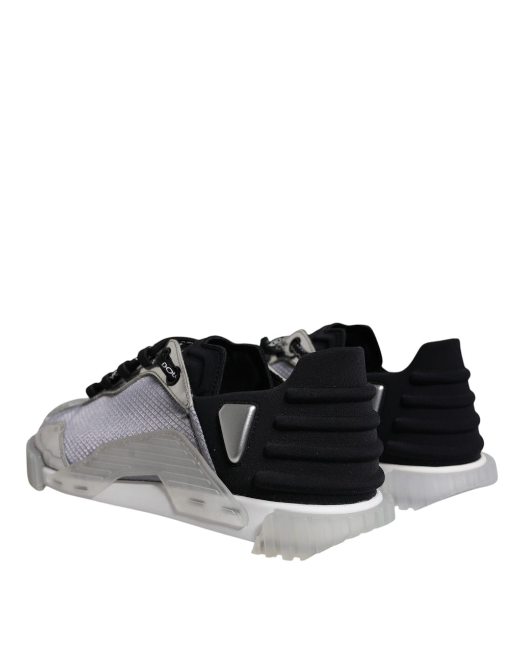 Silver Black Nylon NS1 Low Top Sneakers Shoes