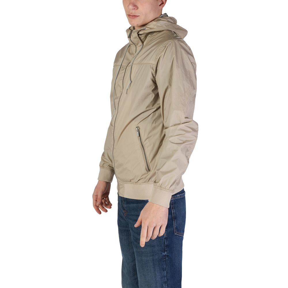 Beige Nylon Jackets & Coat