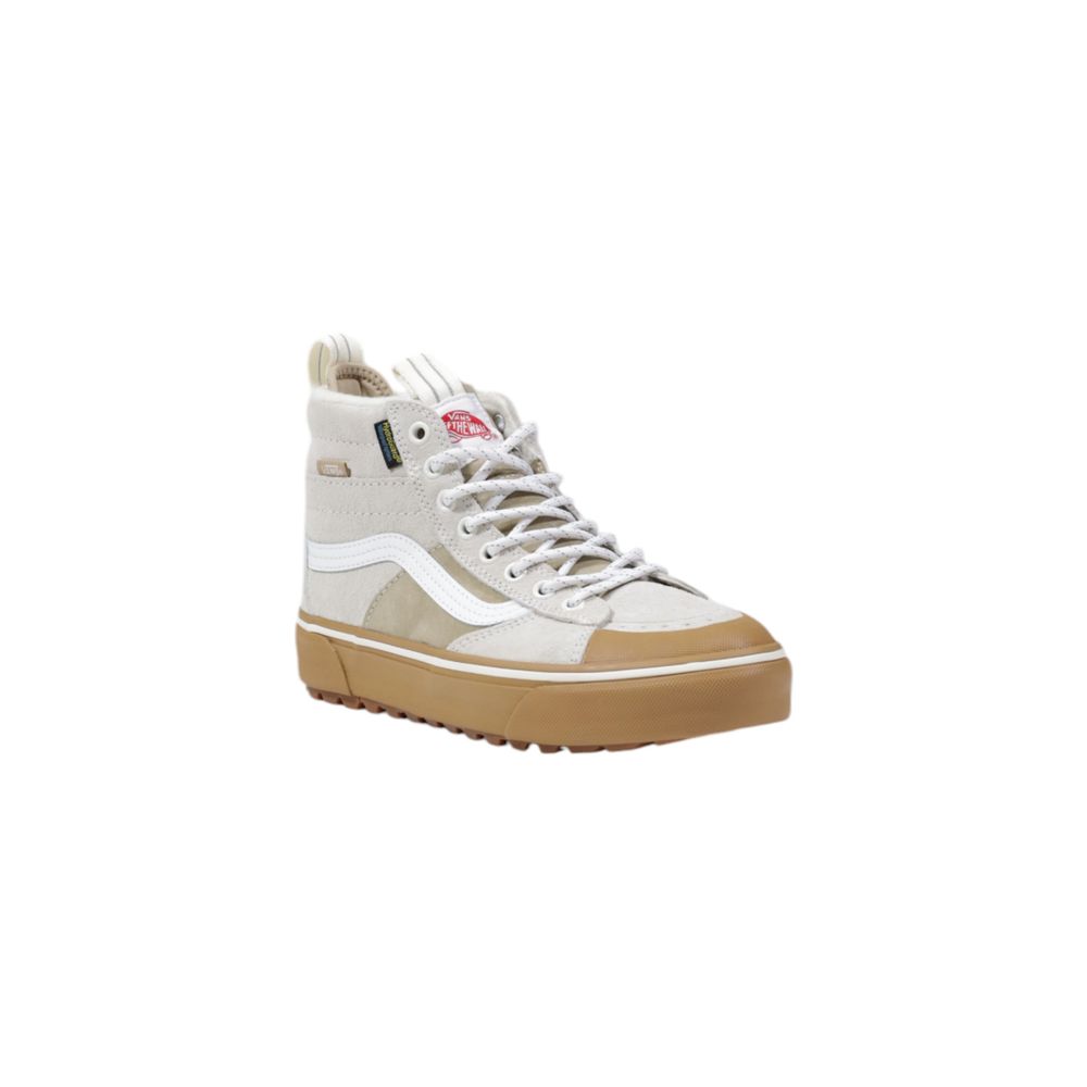 Beige Leather High Top Sneakers