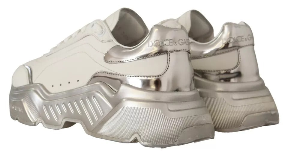 White Silver Leather Daymaster Sneakers Shoes