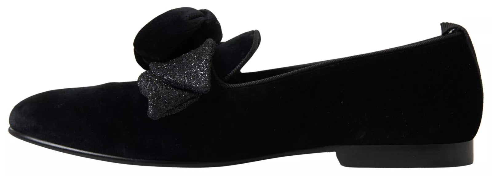 Black Velvet Flats Bow Young Queen Shoes