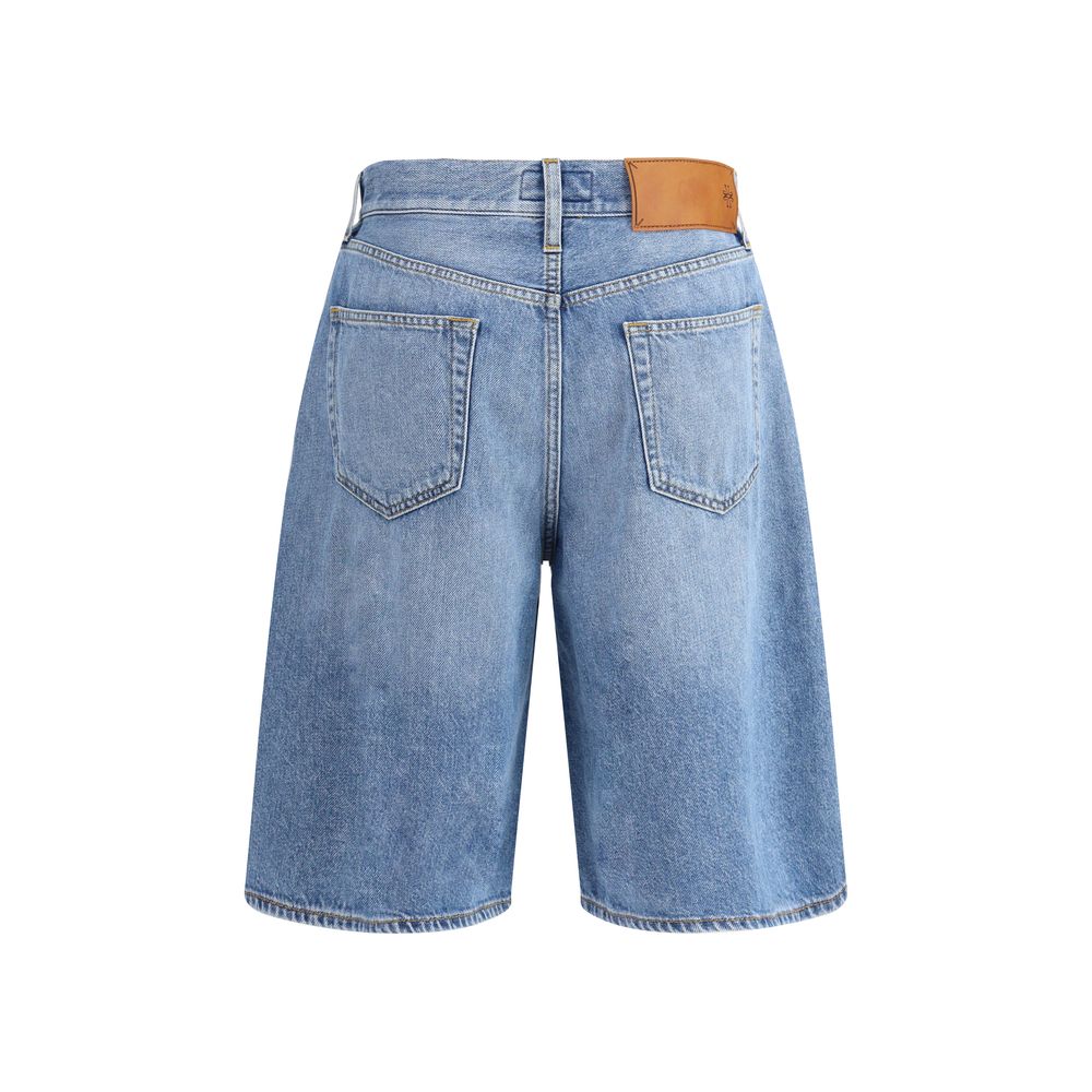Blue Cotton Bermuda Shorts