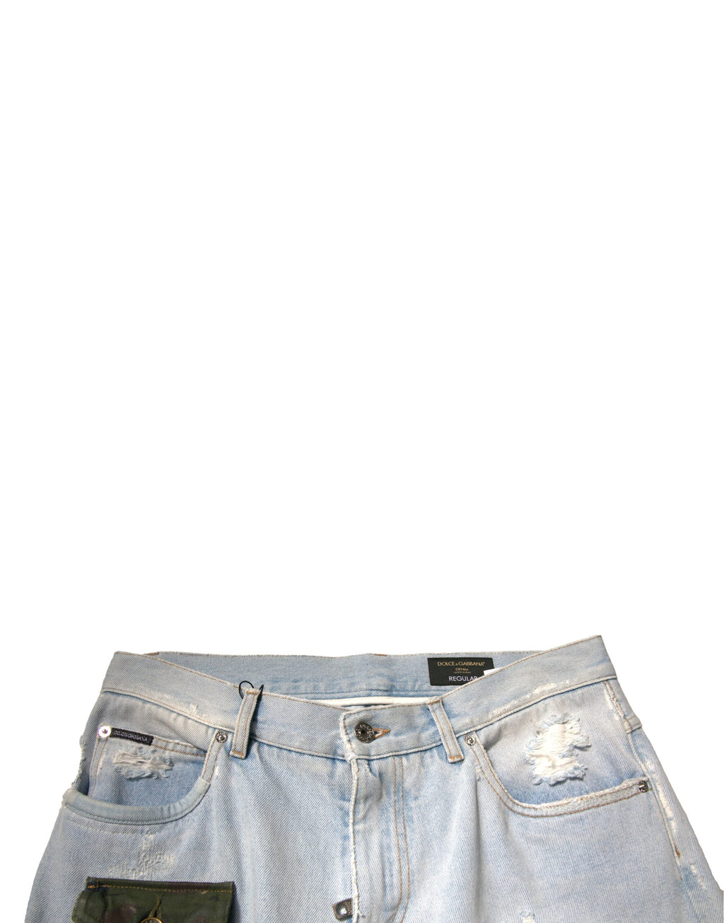 Light Blue Cotton Cargo Straight Denim Jeans