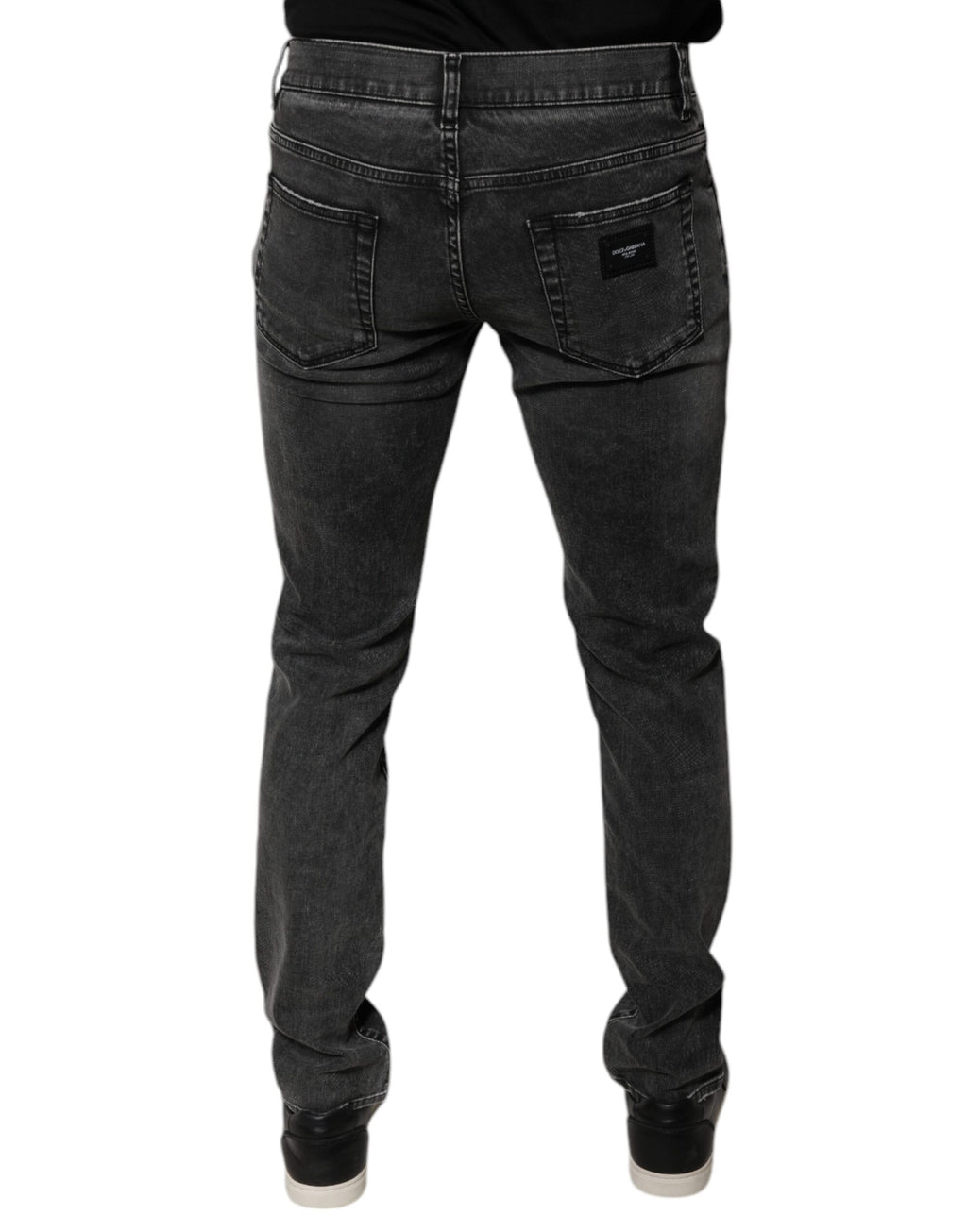 Black Logo Cotton Stretch Skinny Denim Pants